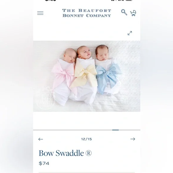 The Beaufort Bonnet Company White Swaddle with Cream Bow - Picture 2 of 4